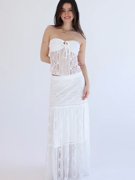 Grey Bandit Dresses & Skirts - White Lace Maxi Set - WILLOW skirt and Top